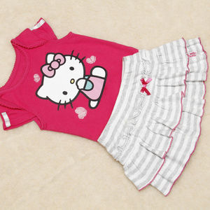 hello Kitty set 2 piece pink bodysuit with skirt
